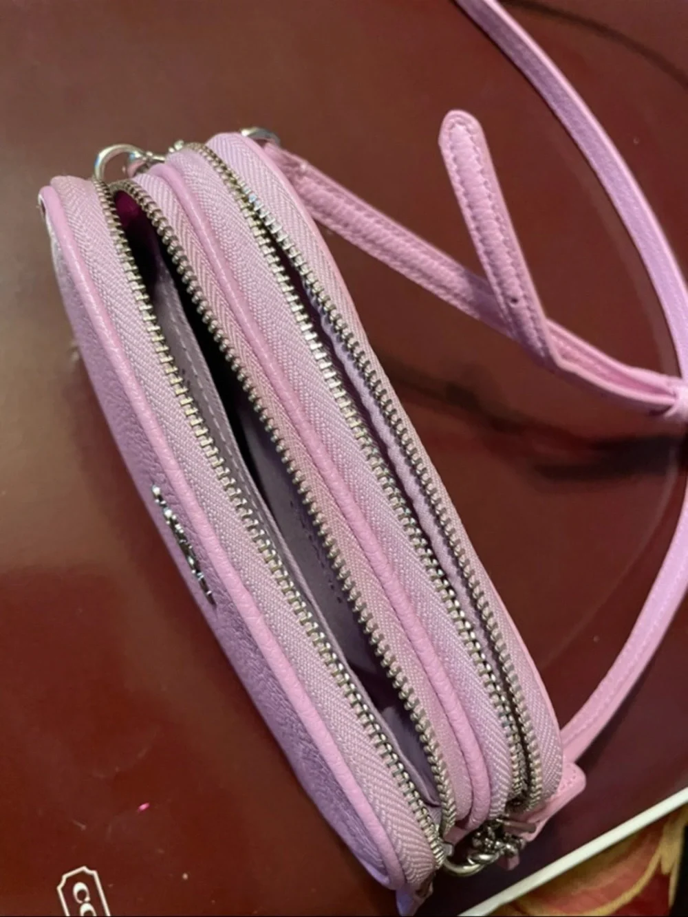 Coach Pink Pebbled Leather Crossbody Camera Bag